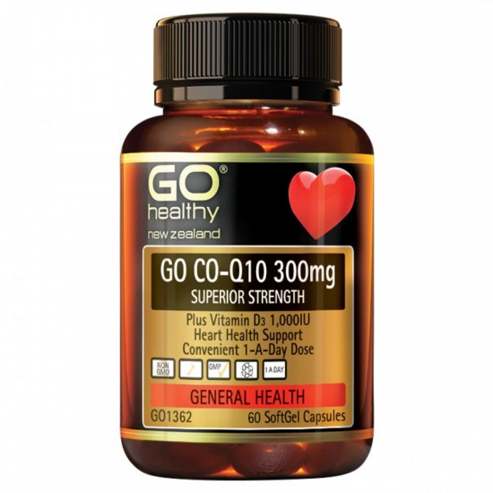 【胶囊因天气原因融化不理赔】GO Healthy 高之源 辅酶Q10高含量300mg 60粒 护心保护心脏含维生素D 1000iu 保质期2026.10